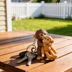 3D Cute Punch The Monkey Hard Resin Keychain | Bag Pendant & Desk Figurine | Gift for Monkey Lovers