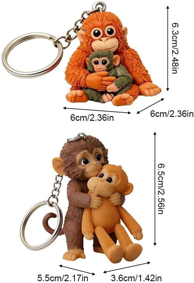 3D Cute Punch The Monkey Hard Resin Keychain | Bag Pendant & Desk Figurine | Gift for Monkey Lovers - Image 2